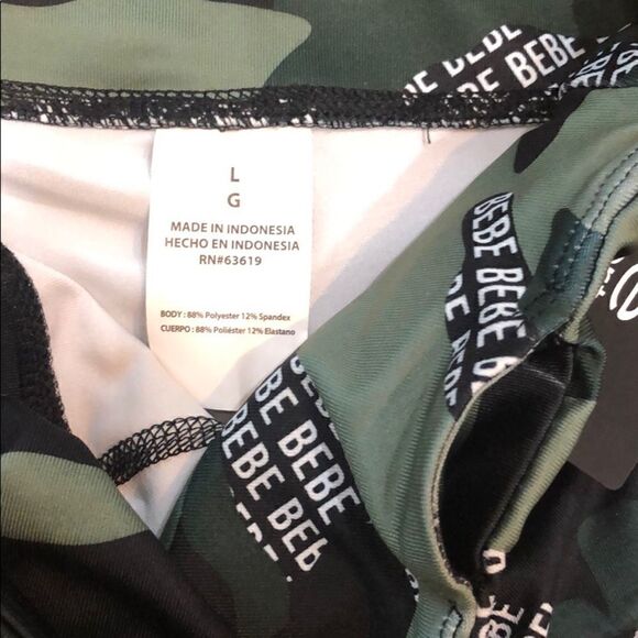 Bebe Sport Logo Camo Yoga Capris Sz L - Picture 5 of 9